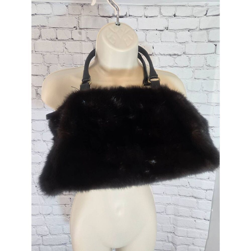 Vintage 1950s Dark Brown Fox Handbag